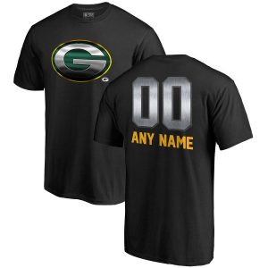 Men’s Green Bay Packers Black Personalized Midnight Mascot T-Shirt