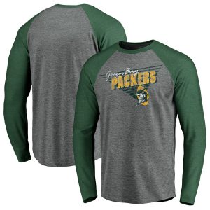 Men’s Green Bay Packers True Classics Triangular Throwback Raglan Long Sleeve T-Shirt